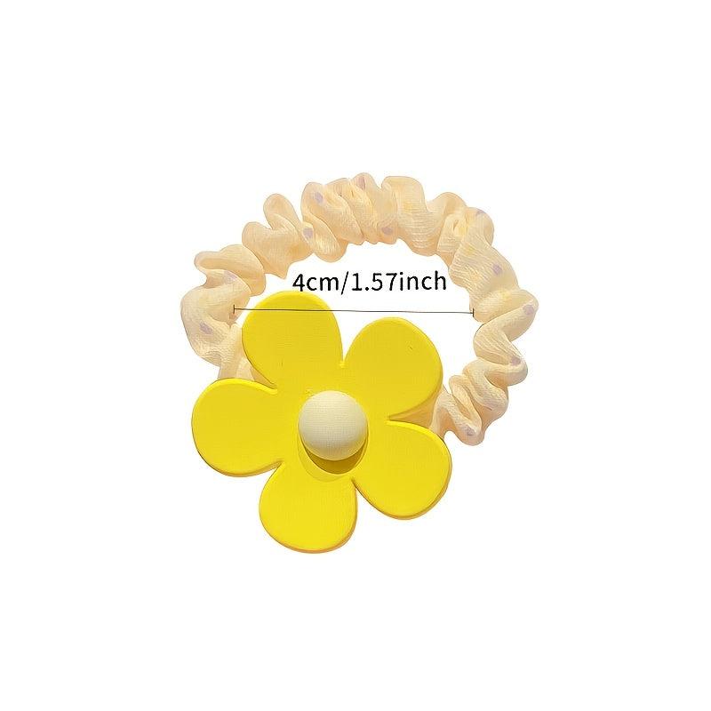 5 Pcs Floral Scrunchie Hair Tie O ring Hair Accessory For Thick Hair