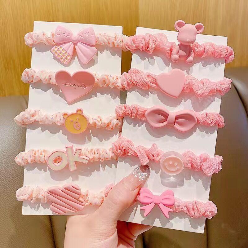 5 Pcs Floral Scrunchie Hair Tie O ring Hair Accessory For Thick Hair