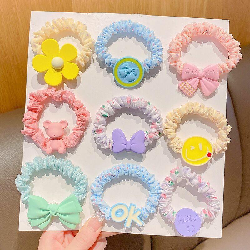 5 Pcs Floral Scrunchie Hair Tie O ring Hair Accessory For Thick Hair