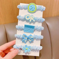 5 Pcs Floral Scrunchie Hair Tie O ring Hair Accessory For Thick Hair