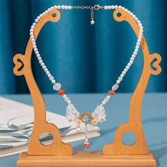Faux Pearl Beaded Necklace Crystal Cheongsam Accessories