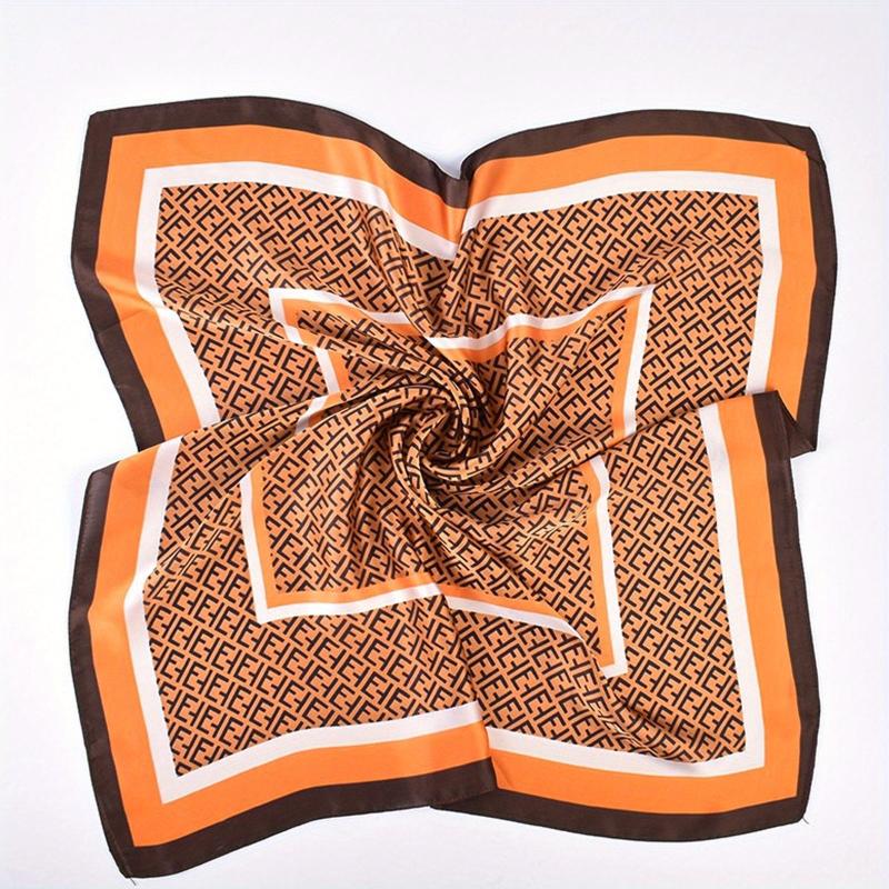 Square Scarf Frame Letter Pattern Printed Silky Scarf Headband
