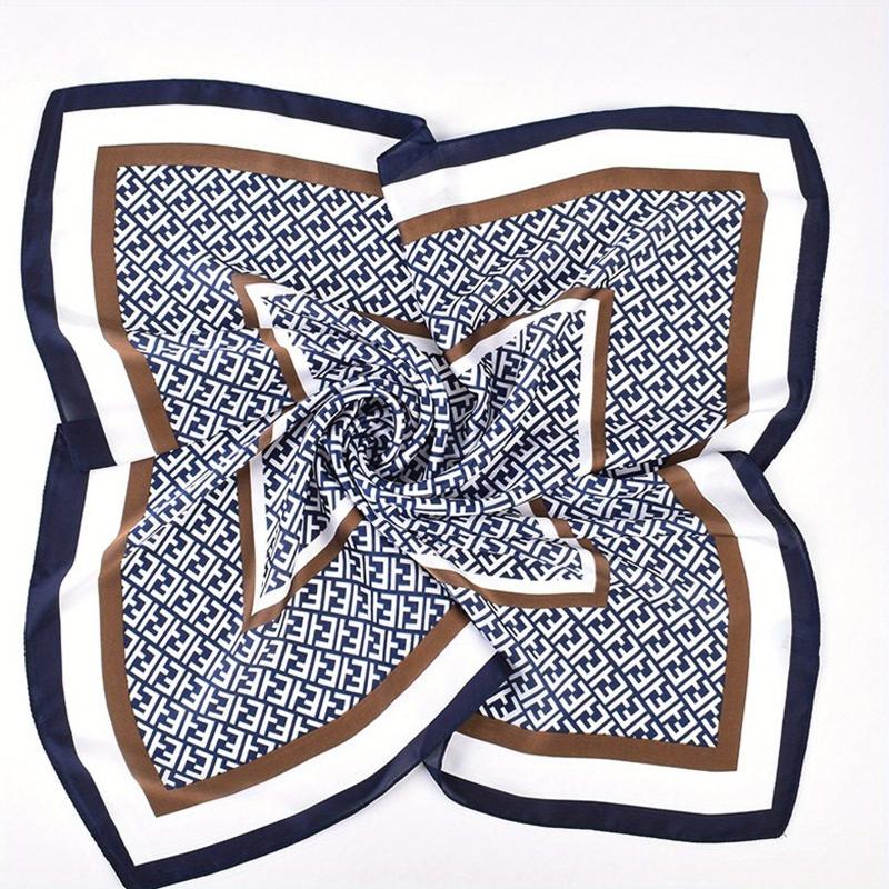 Square Scarf Frame Letter Pattern Printed Silky Scarf Headband