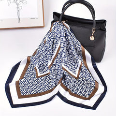 Square Scarf Frame Letter Pattern Printed Silky Scarf Headband