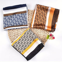 Square Scarf Frame Letter Pattern Printed Silky Scarf Headband