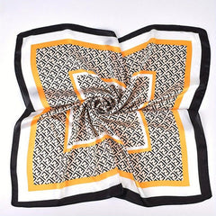 Square Scarf Frame Letter Pattern Printed Silky Scarf Headband