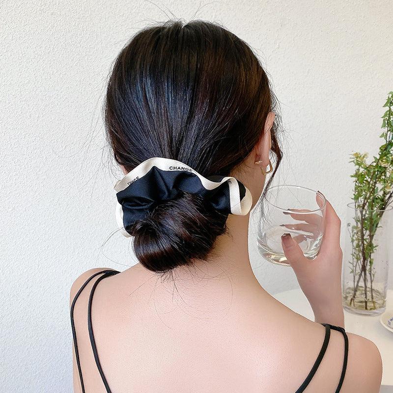 Contrast Trim Hair Tie Elastic Ponytail Holder Accessories
