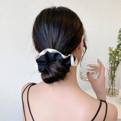 Contrast Trim Hair Tie Elastic Ponytail Holder Accessories