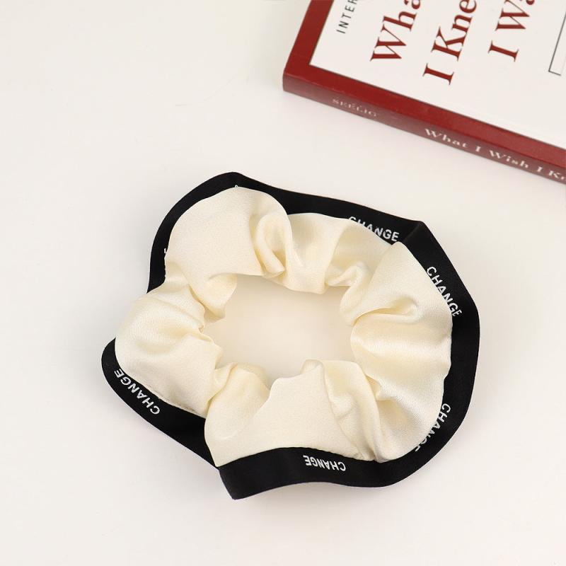Contrast Trim Hair Tie Elastic Ponytail Holder Accessories