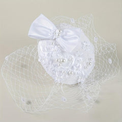 Mesh Head Piece Inlaid Faux Pearl with Satjson
