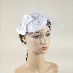 Mesh Head Piece Inlaid Faux Pearl with Satjson
