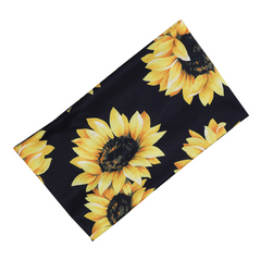 Sunflower Printed Headband Sports Yoga Sweat Absorption Elastic Hairband