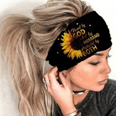 Sunflower Printed Headband Sports Yoga Sweat Absorption Elastic Hairband