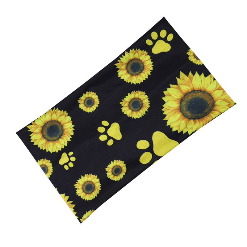 Sunflower Printed Headband Sports Yoga Sweat Absorption Elastic Hairband