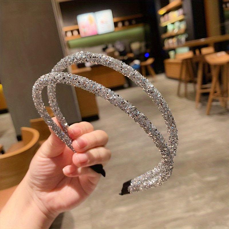Rhinestone Double Layer Headband Sparkle Hair Band Headdress for Women Girls