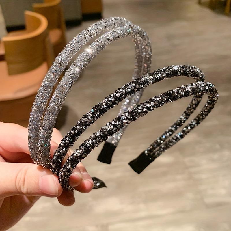 Rhinestone Double Layer Headband Sparkle Hair Band Headdress for Women Girls