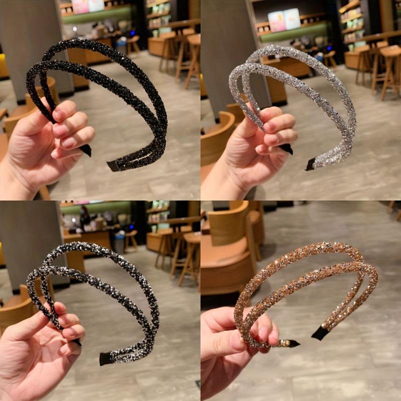 Rhinestone Double Layer Headband Sparkle Hair Band Headdress for Women Girls