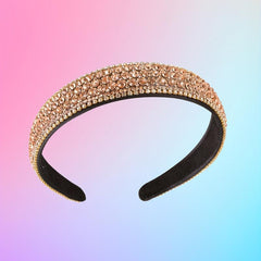 Vintage Champagne Rhinestone Headband Sparkle Hair Band Hair Accessories