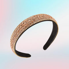 Vintage Champagne Rhinestone Headband Sparkle Hair Band Hair Accessories