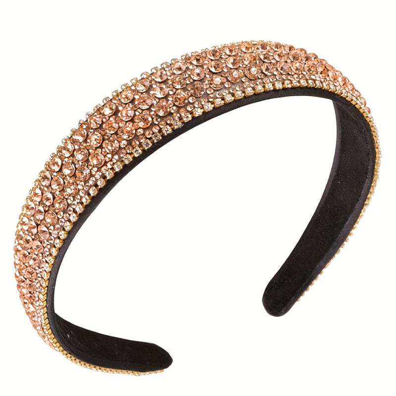 Vintage Champagne Rhinestone Headband Sparkle Hair Band Hair Accessories