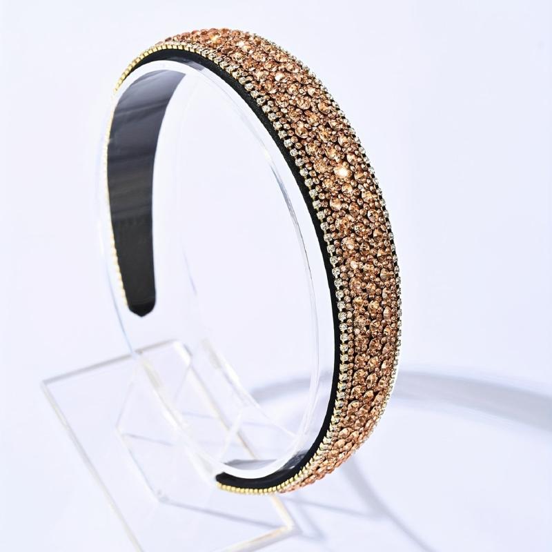 Vintage Champagne Rhinestone Headband Sparkle Hair Band Hair Accessories