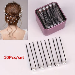 10pcs Bridal Faux Pearl Hair Pin U Shaped Hairpin Wedding Hair Stick