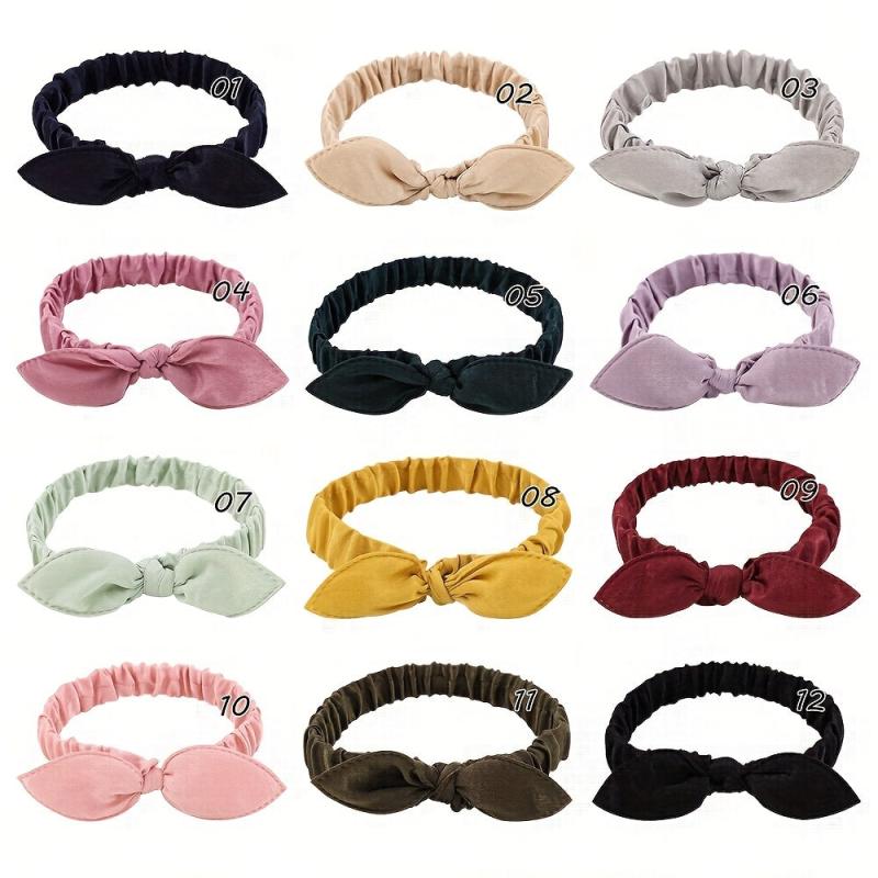 12 Pcs Mixed Rabbit Ear Knotted Headband Hair Accessories
