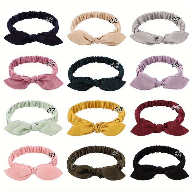 12 Pcs Mixed Rabbit Ear Knotted Headband Hair Accessories