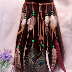 Boho Style Faux Feather Headband Indian Style Faux Peacock Feather Hair Band