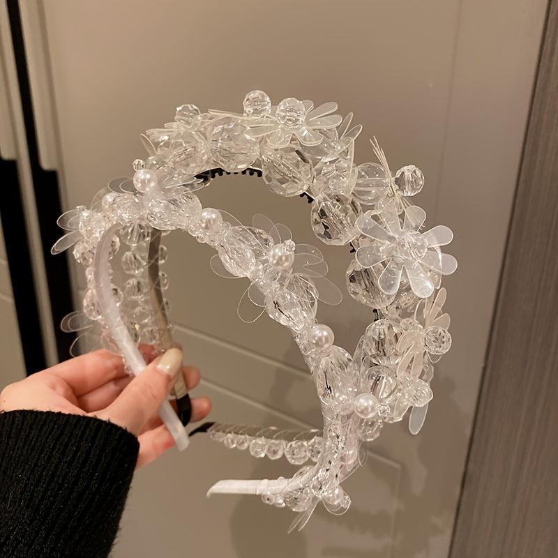 Faux Pearl Crystal Flower Hairband Sweet Headband Hair Accessories
