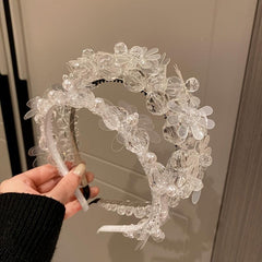 Faux Pearl Crystal Flower Hairband Sweet Headband Hair Accessories