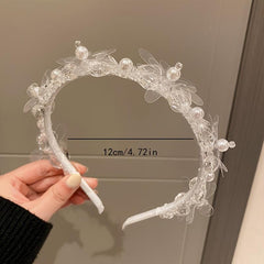 Faux Pearl Crystal Flower Hairband Sweet Headband Hair Accessories