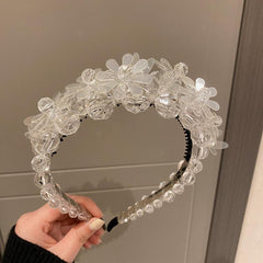 Faux Pearl Crystal Flower Hairband Sweet Headband Hair Accessories