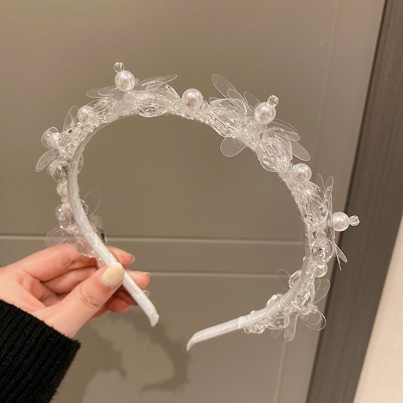 Faux Pearl Crystal Flower Hairband Sweet Headband Hair Accessories