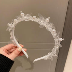Faux Pearl Crystal Flower Hairband Sweet Headband Hair Accessories