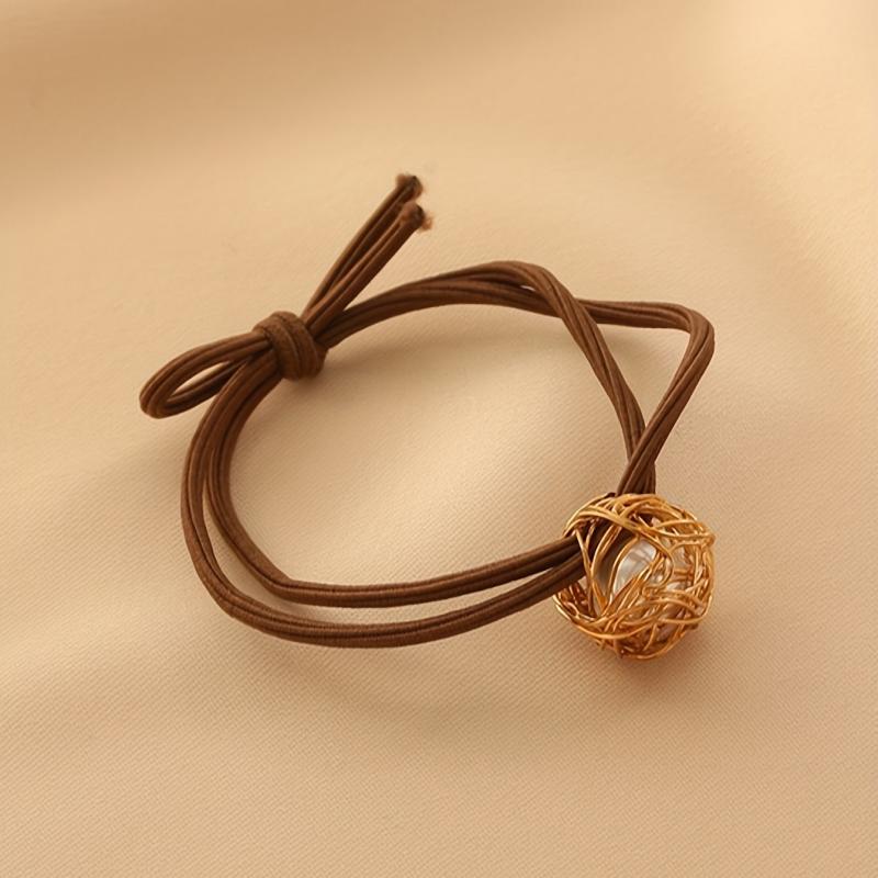 Faux Pearl Beaded Hair Tie Elastic Hair Ring Ponytail Holder