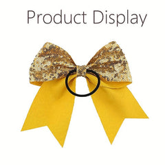 Sequin Bow Hair Tie Glitter Cheer Hair Ring Elastic Hair Band
