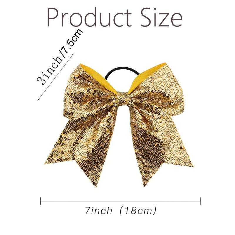 Sequin Bow Hair Tie Glitter Cheer Hair Ring Elastic Hair Band