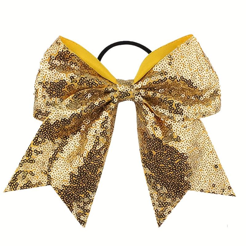 Sequin Bow Hair Tie Glitter Cheer Hair Ring Elastic Hair Band