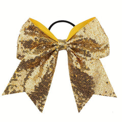 Sequin Bow Hair Tie Glitter Cheer Hair Ring Elastic Hair Band