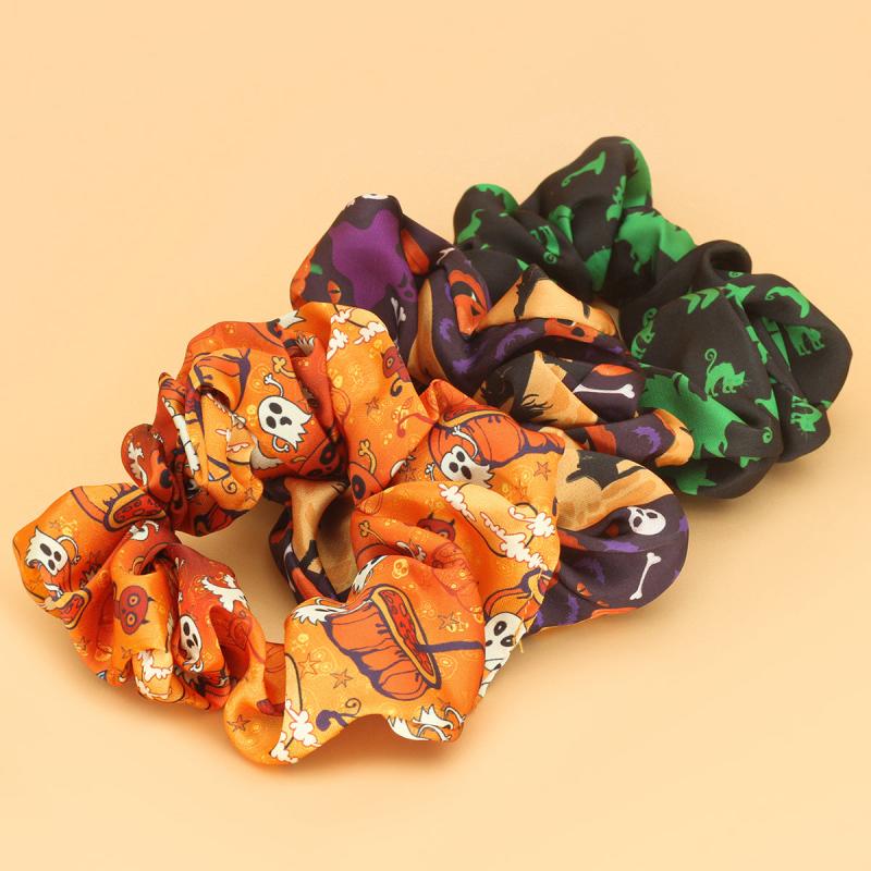 Skull Print Hair Tie Elastic Large Scrunchie Ponytail Hair Rope Hair Accessories