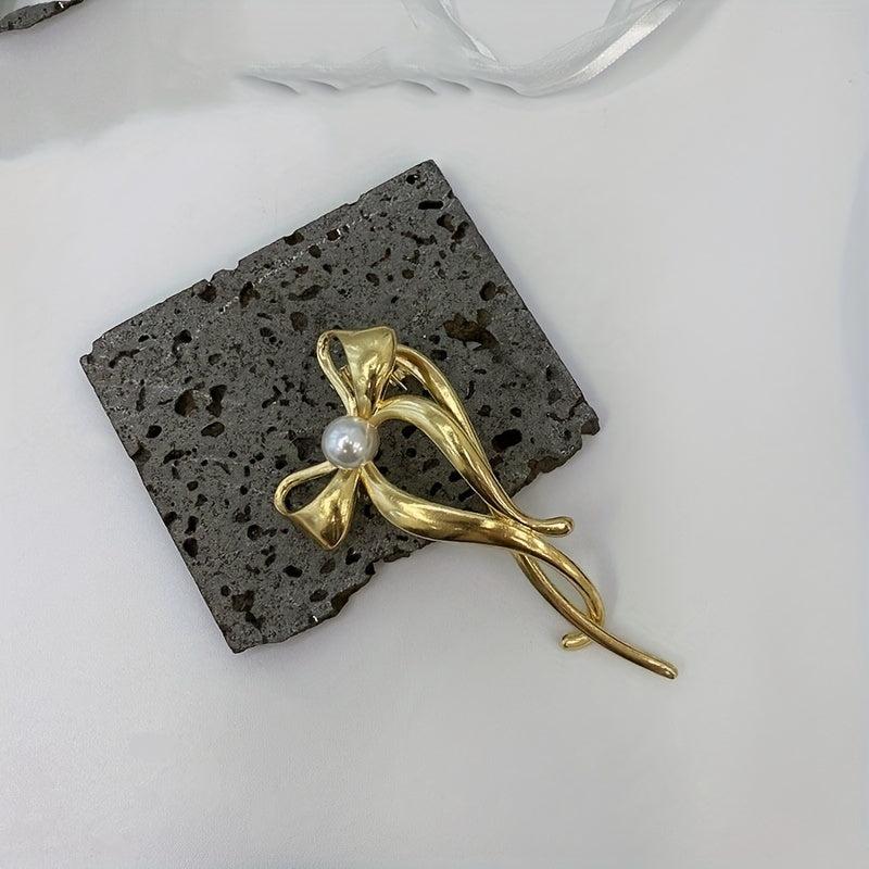 3pcs Silvery Bow Hair Claw Faux Pearl Clip