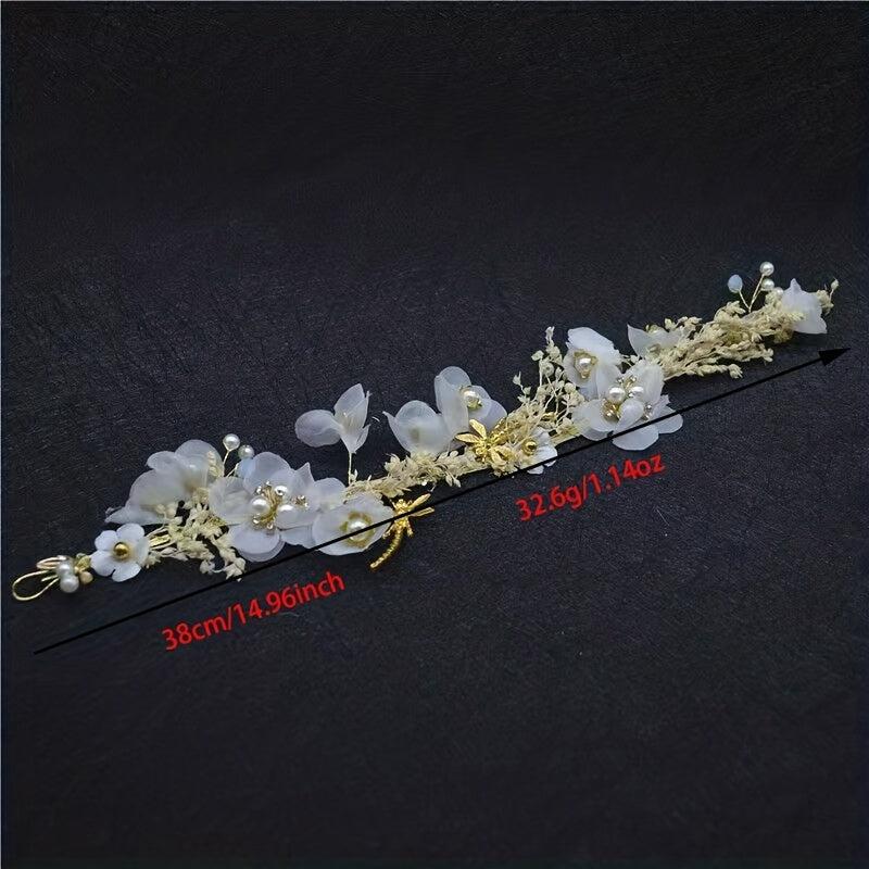 Flower Faux Pearl Headband Tiara Crown Bridal Headdress