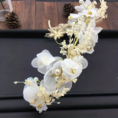 Flower Faux Pearl Headband Tiara Crown Bridal Headdress