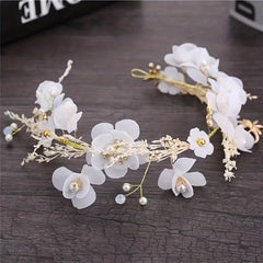 Flower Faux Pearl Headband Tiara Crown Bridal Headdress