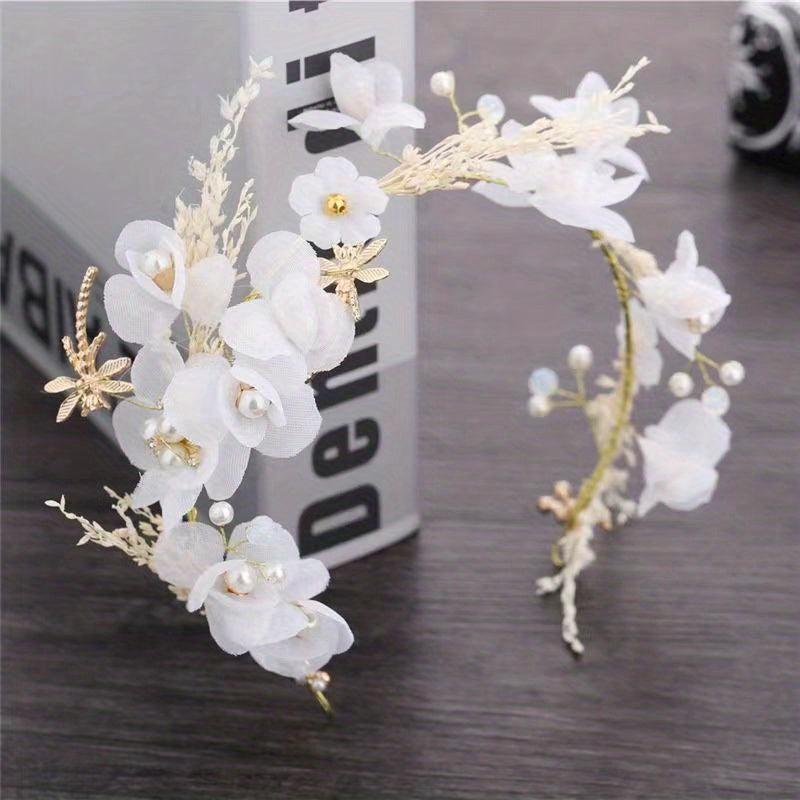 Flower Faux Pearl Headband Tiara Crown Bridal Headdress