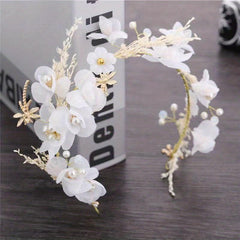 Flower Faux Pearl Headband Tiara Crown Bridal Headdress