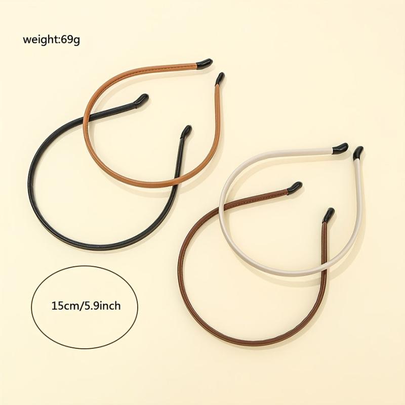 4pcs Leather Covered Headband for Women and Girls