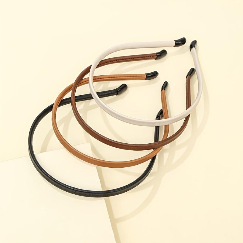 4pcs Leather Covered Headband for Women and Girls