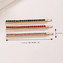 3pcs Rhinestone Hairpin Style Hair Clip For Side Hair Bang